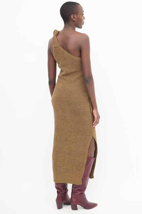 Jacquemus Brown La Robe Maille Noeud Dress