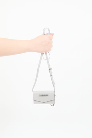 Jacquemus Grey Leather Le Porte Azur Crossbody Bag