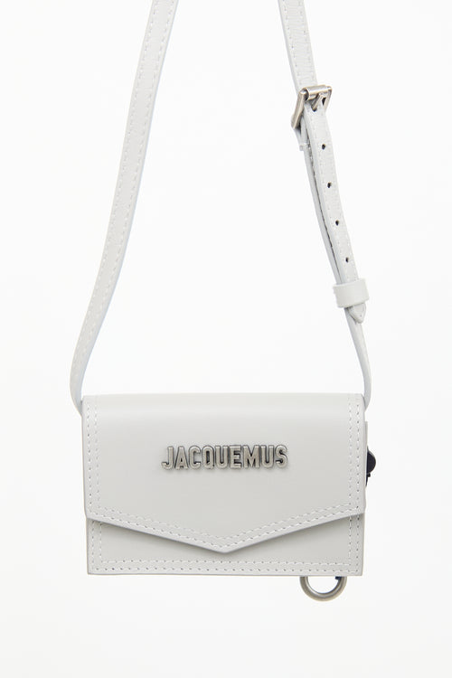 Jacquemus Grey Leather Le Porte Azur Crossbody Bag