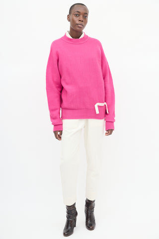 Jacquemus Pink Wool Grosgrain Logo Sweater