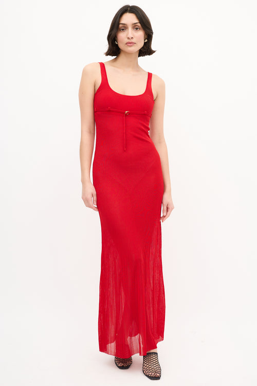 Jacquemus Red Ribbed La Robe Maille Oranger Dress