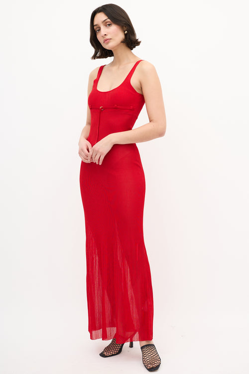 Jacquemus Red Ribbed La Robe Maille Oranger Dress