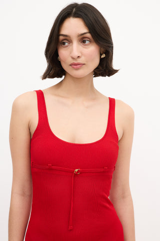 Jacquemus Red Ribbed La Robe Maille Oranger Dress