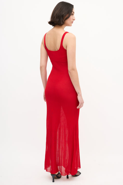 Jacquemus Red Ribbed La Robe Maille Oranger Dress