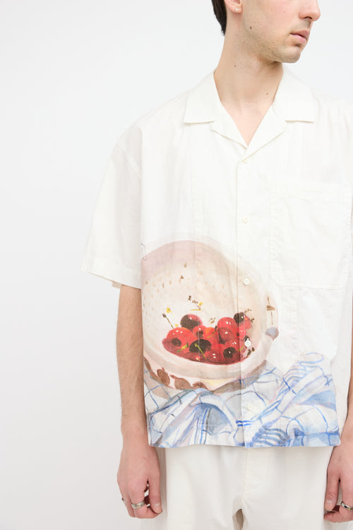 Jacquemus White Cherries La Chemise Jean Printed Shirt