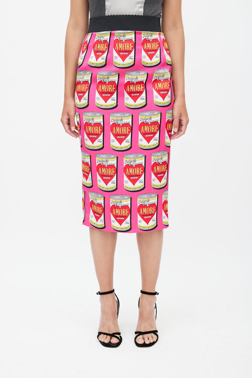 Dolce 
Gabbana Pink 
Multicolour Amore Silk Skirt