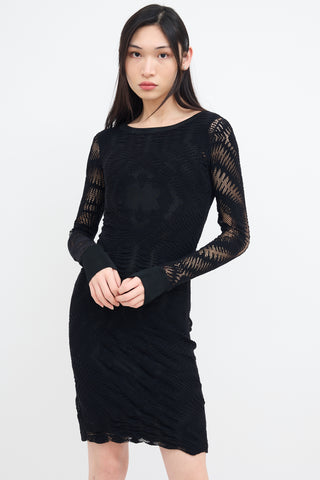 Jean Paul Gaultier Black Mesh Midi Dress