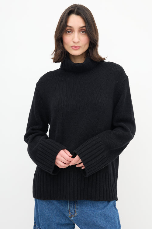 Jenni Kayne Black Cashmere Knit Turtleneck Sweater