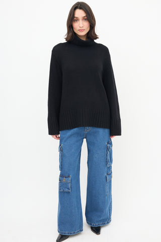 Jenni Kayne Black Cashmere Knit Turtleneck Sweater