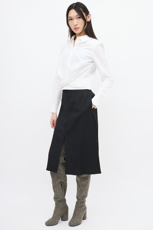 Jil Sander Black Midi Front Slit Skirt