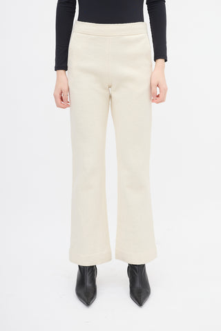 Jil Sander Cream Wool Straight Leg Trouser