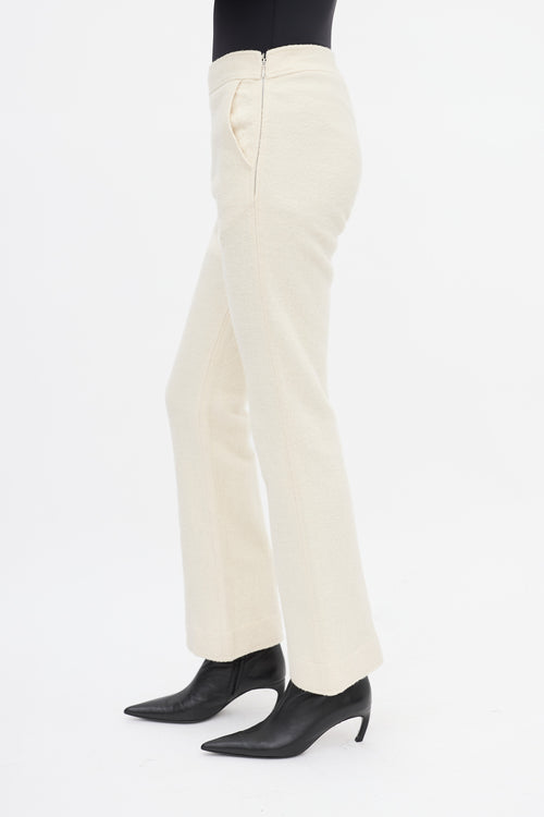 Jil Sander Cream Wool Straight Leg Trouser