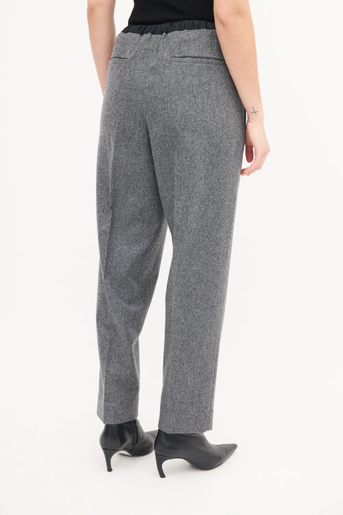 Jil Sander Grey Wool Pleated Drawstring Trouser