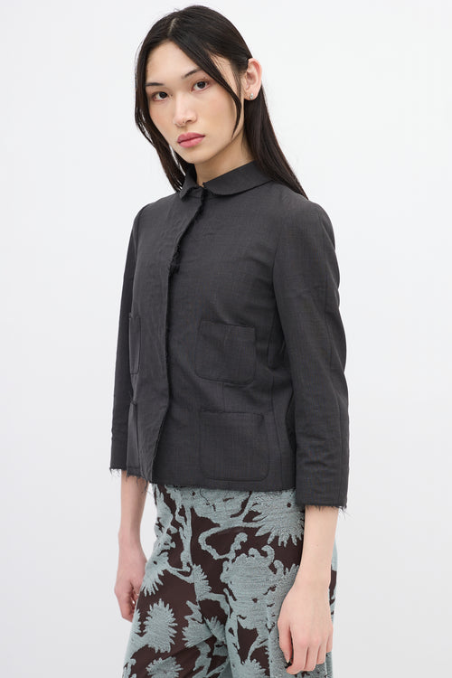 Jil Sander Grey Wool Raw Hem Jacket