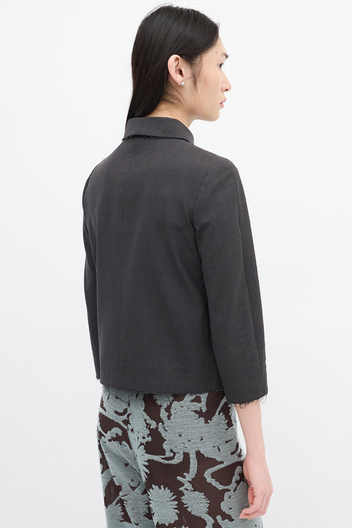 Jil Sander Grey Wool Raw Hem Jacket