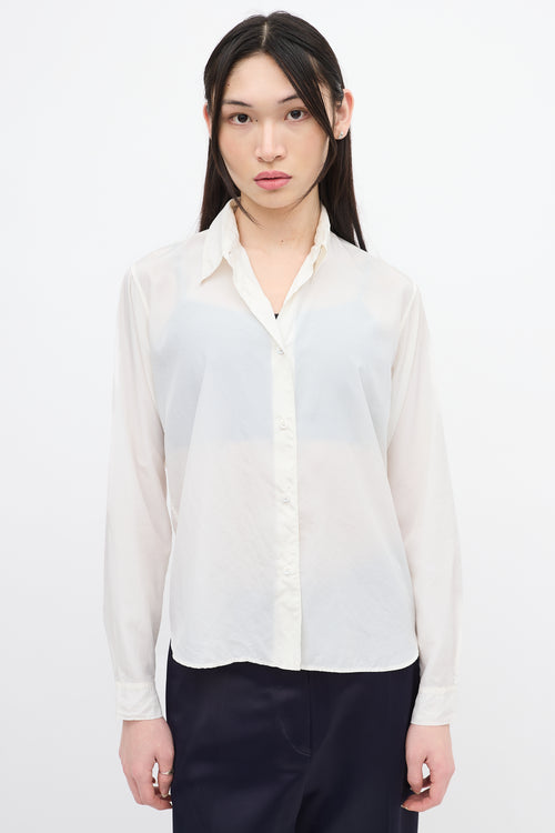 Jil Sander Cream Silk Button Up Shirt