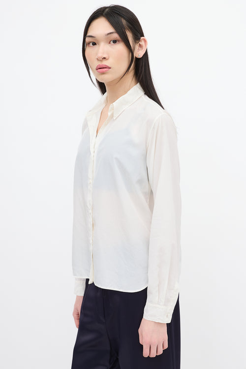 Jil Sander Cream Silk Button Up Shirt