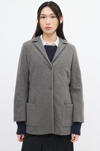 Jil Sander Grey Fleece Wool Jacket