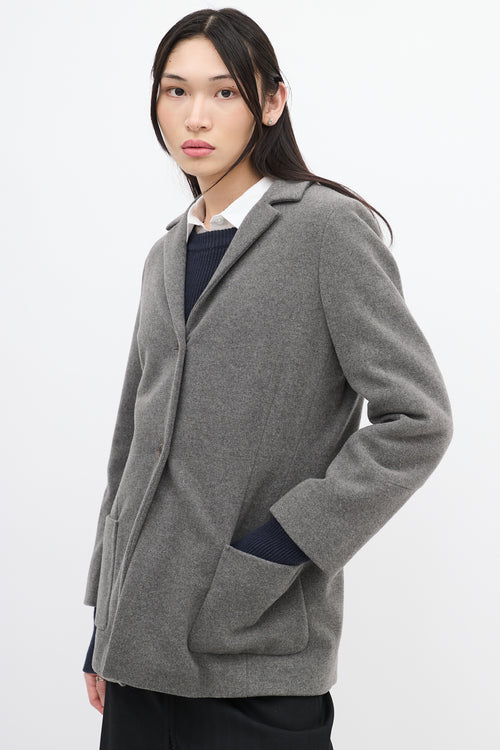 Jil Sander Grey Fleece Wool Jacket