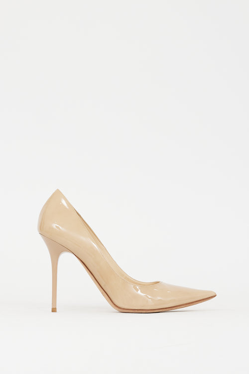 Jimmy Choo Beige Patent Leather Romy 100 Pump