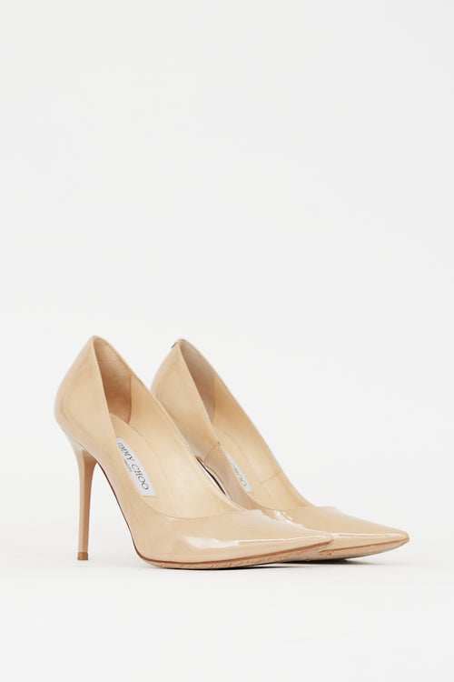 Jimmy Choo Beige Patent Leather Romy 100 Pump