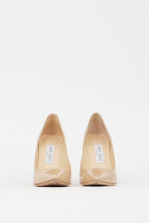 Jimmy Choo Beige Patent Leather Romy 100 Pump