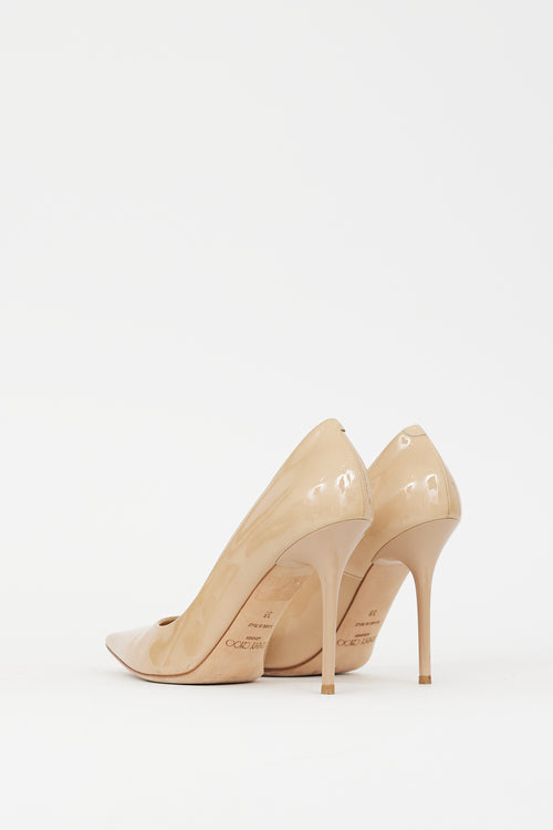 Jimmy Choo Beige Patent Leather Romy 100 Pump