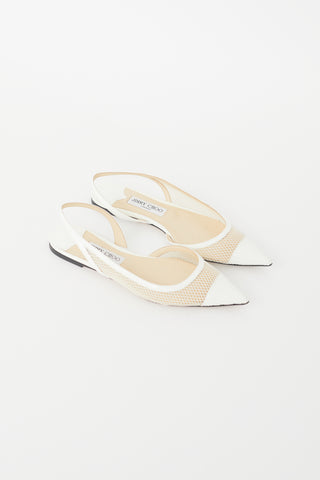 Jimmy Choo White Mesh Fetto Slingback Flat