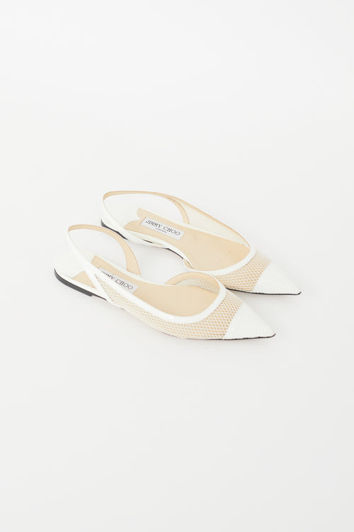 Jimmy Choo White Mesh Fetto Slingback Flat