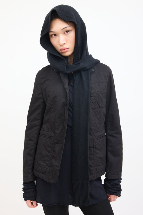 JNBY Black Cotton Detachable Hood Jacket