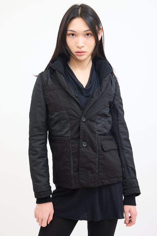 JNBY Black Cotton Detachable Hood Jacket