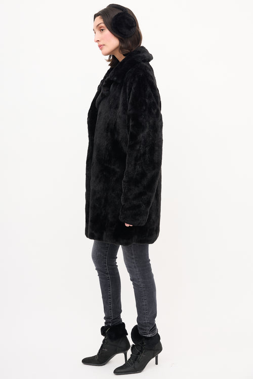 John + Jenn Black Faux Fur Coat