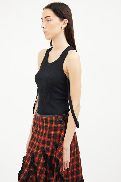 Jean Paul Gaultier Black Ribbed Strap Top