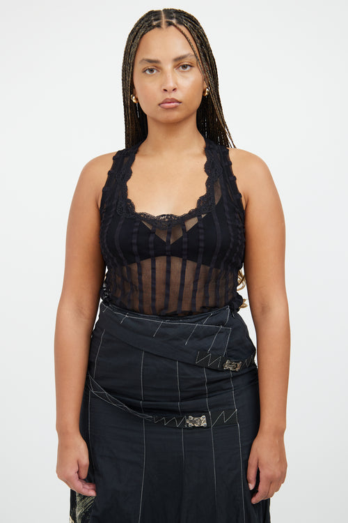 Soleil Black Stripe Tulle 
Lace Top