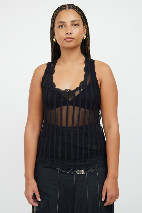 Soleil Black Stripe Tulle 
Lace Top