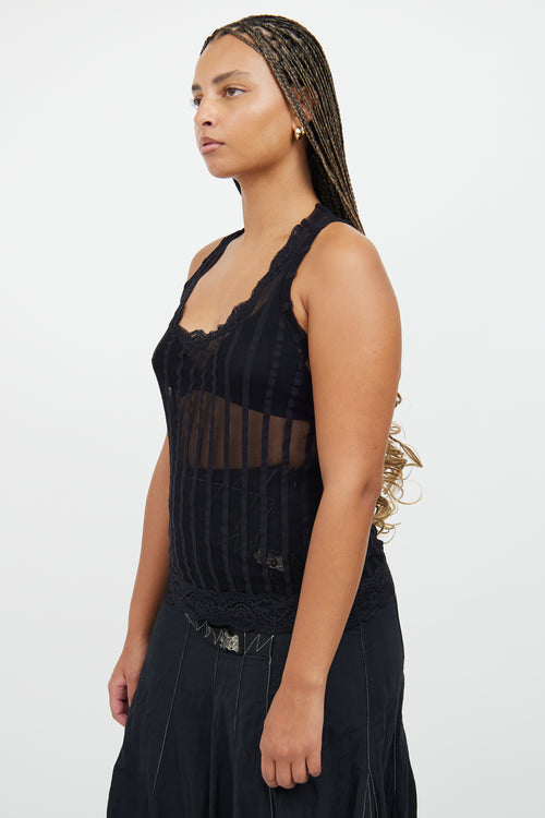 Soleil Black Stripe Tulle 
Lace Top