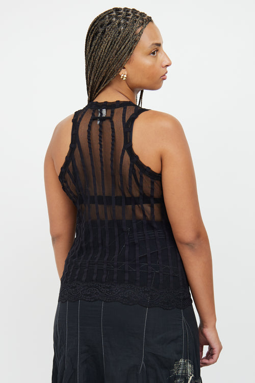 Soleil Black Stripe Tulle 
Lace Top