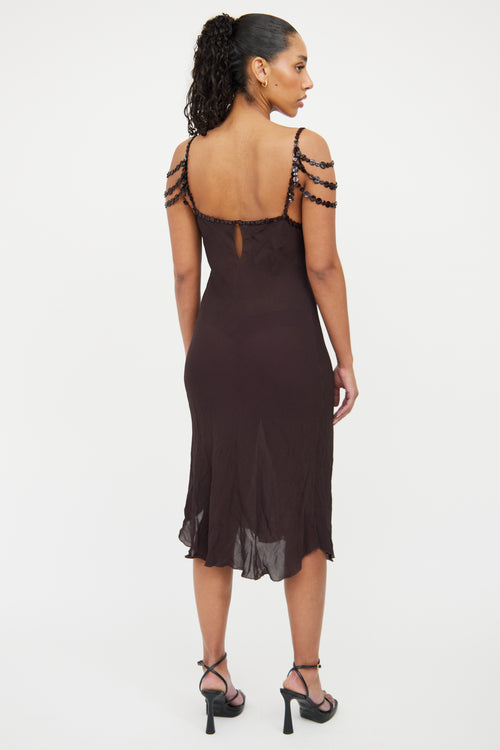 Jean Paul Gaultier Brown Beaded Strap Dress