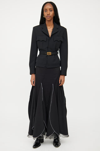 Jean Paul Gaultier Black Wool Belted Blazer