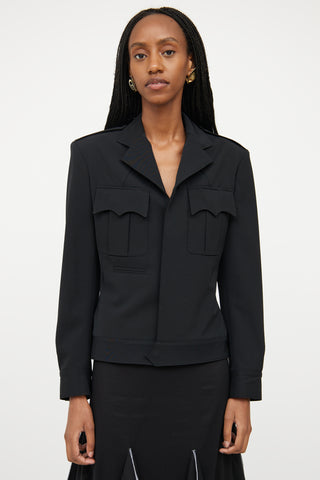 Jean Paul Gaultier Black Wool Belted Blazer