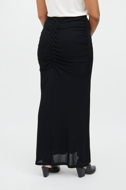 Femme Black Ruched Maxi Skirt