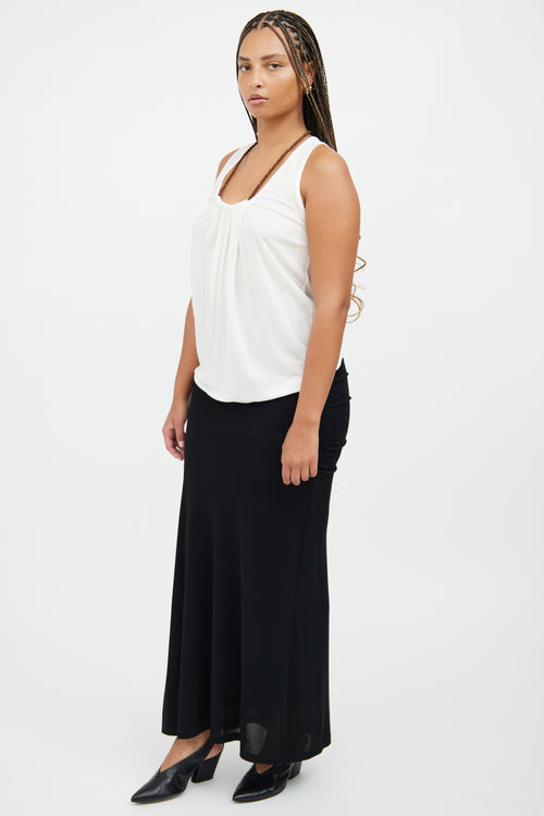 Femme Black Ruched Maxi Skirt