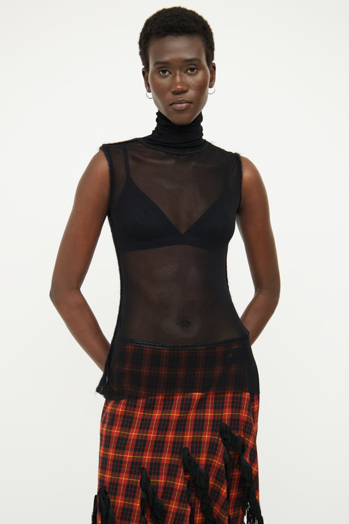 Jean Paul Gaultier Black Sheer Sleeveless Top