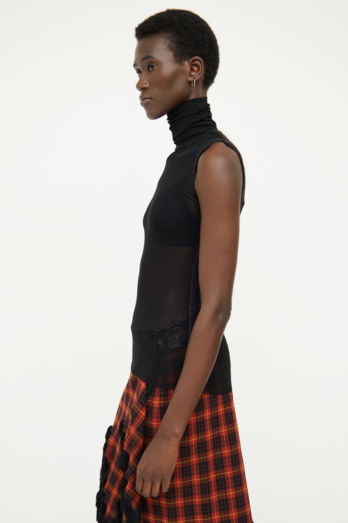 Jean Paul Gaultier Black Sheer Sleeveless Top