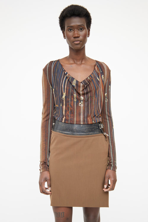 Jean Paul Gaultier Brown Graphic Long Sleeve Top