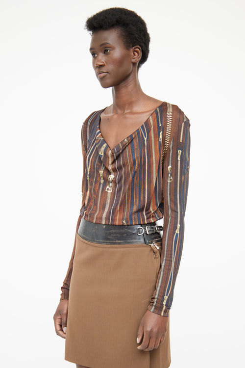 Jean Paul Gaultier Brown Graphic Long Sleeve Top