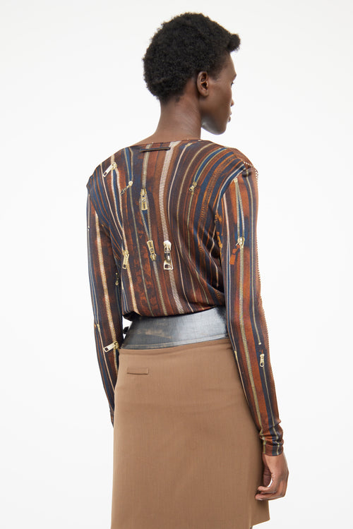 Jean Paul Gaultier Brown Graphic Long Sleeve Top