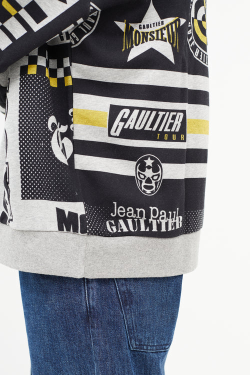 Jean Paul Gaultier Black 
Grey Graphic Hoodie