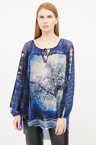 Jean Paul Gaultier Blue Multi Mesh Tunic Top