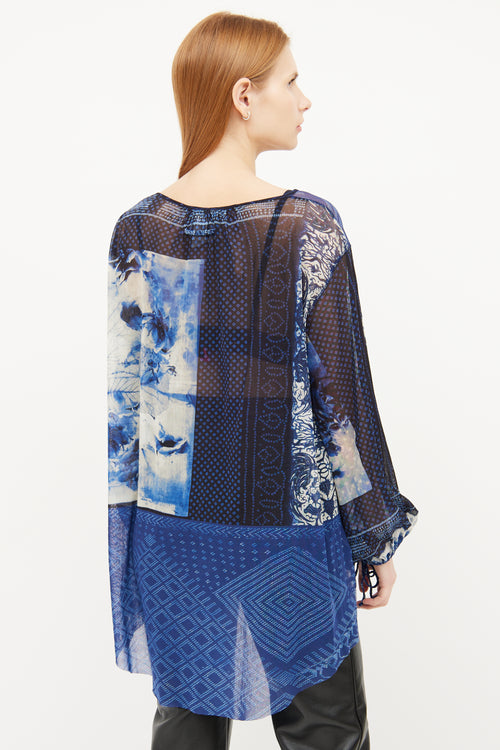 Jean Paul Gaultier Blue Multi Mesh Tunic Top